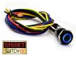 5 x SmartSwitch HALO LED Black Momentary Pigtailed 19mm 12V/3A Illuminated Round Switch - BLUE