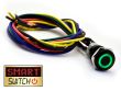 SmartSwitch HALO LED Black Momentary Pigtailed 19mm 12V/3A Illuminated Round Switch - GREEN