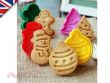 4 x Novelty Christmas Cookie Cutters/Plungers-Xmas Tree/Snowman/Gingerbread Man
