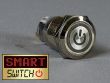 SmartSwitch 22mm 12v Chrome Metal Latching POWER ICON Illuminated LED Switch