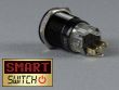 SmartSwitch 22mm 12v Black Metal Latching Angel Eye Halo Illuminated LED Switch