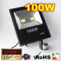 Flat Cool White LED Flood Light + PIR - 100W