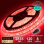 12V/5M SMD 2835 IP20 Non-Waterproof 8mm LED Strip 600 LED (120LED/M) - RED