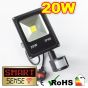Flat Cool White LED Flood Light + PIR - 20W