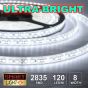 12V/5M WHITE Ultra Bright 600 LED Light Strip Sticky Tape SMD 2835 DC 120LED/M 8mm