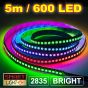 12V/5M Ultra Bright 600 LED Light Strip Sticky Tape SMD 2835 DC 120LED/M 8mm