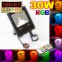 Flat RGB LED Flood Light with Remote + PIR - 30W