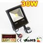 Flat Cool White LED Flood Light + PIR - 30W