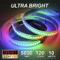 12V/5M Ultra Bright 600 LED Light Strip Sticky Tape SMD 5050 DC 120LED/M 10mm