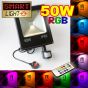 Flat RGB LED Flood Light with Remote + PIR - 50W