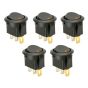 5 x SmartSwitch SPST 20mm 12V/16A Illuminated Round Rocker Switch - AMBER LED