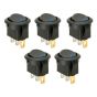 5 x SmartSwitch SPST 20mm 12V/16A Illuminated Round Rocker Switch - BLUE LED