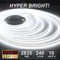 12V/5M WHITE Ultra Bright 1200 LED Light Strip Sticky Tape SMD 2835 DC 240LED/M 10mm