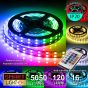 12V/5M SMD 5050 IP20 Non-Waterproof Double Row 16mm Strip 600 LED (120LED/M) - RGB + REMOTE