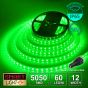 60 LED/M 24V SMD 5050 GREEN LED Strip IP67 (White PCB)