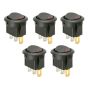 5 x SmartSwitch SPST 20mm 12V/16A Illuminated Round Rocker Switch - RED LED
