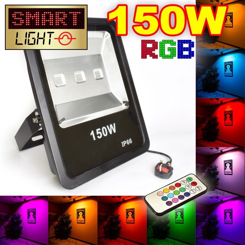 Flat RGB LED Flood Light with Remote - 150W