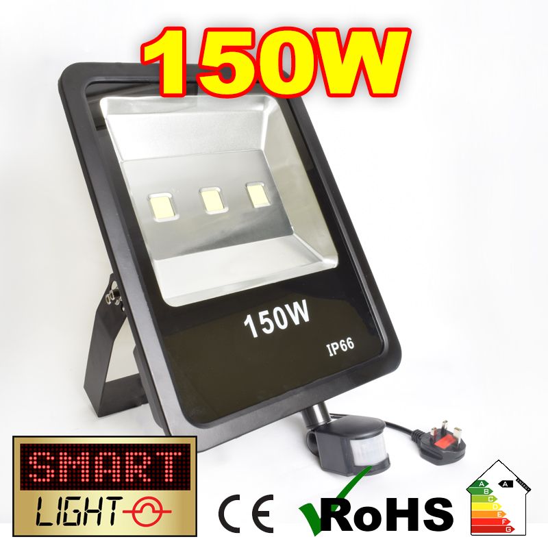 Flat Cool White LED Flood Light + PIR - 150W