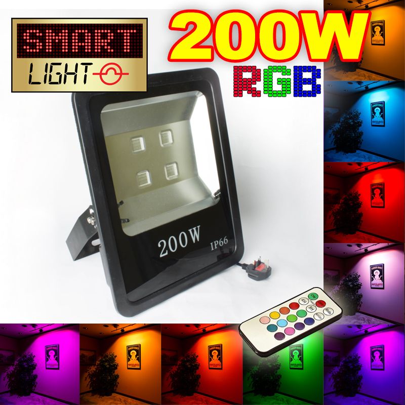 Flat RGB LED Flood Light with Remote - 200W