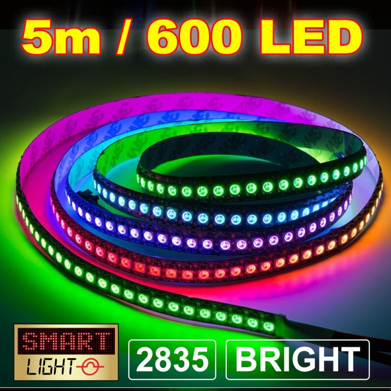 12V/5M Ultra Bright 600 LED Light Strip Sticky Tape SMD 2835 DC 120LED/M 8mm
