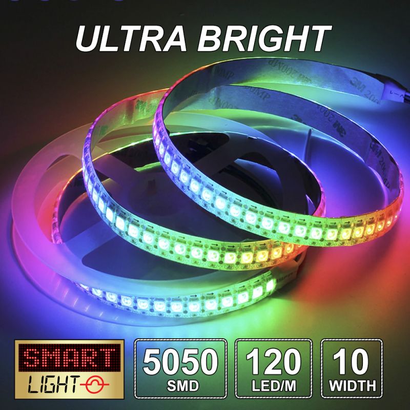 12V/5M Ultra Bright 600 LED Light Strip Sticky Tape SMD 5050 DC 120LED/M 10mm