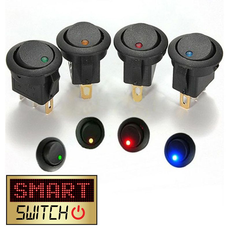 SmartSwitch SPST 20mm 12V/16A Illuminated Round Rocker Switch