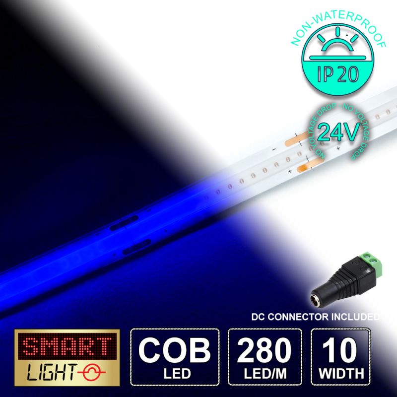 24V/5M BLUE COB Continuous LED Strip Tape IP20/1400 LED (Strip Only)