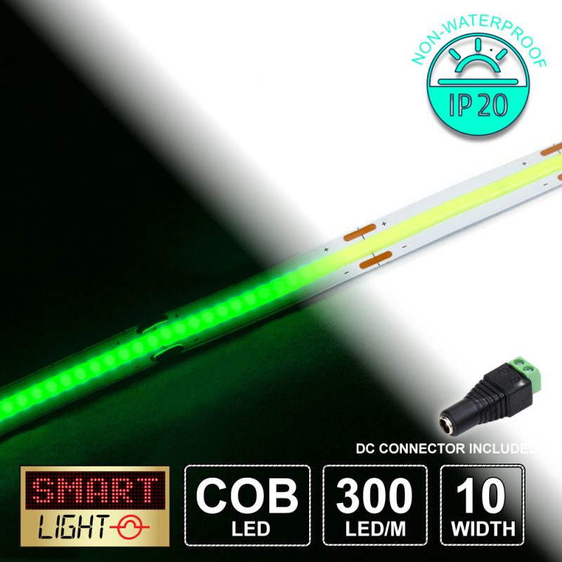 12V/5M GREEN COB Continuous LED Strip Tape IP20/1500 LED (Strip Only)