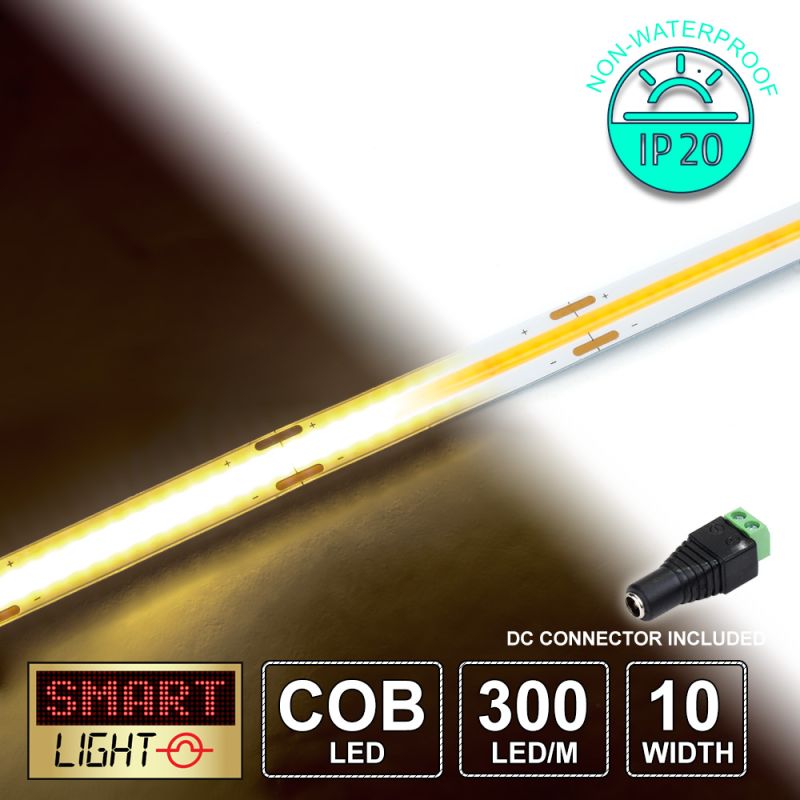 12V Warm White Economy COB LED Strip (300 LED/m)