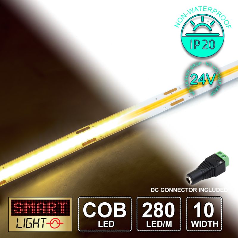 24V/1M WARM WHITE COB Continuous LED Strip Tape IP20/280 LED (Strip Only)
