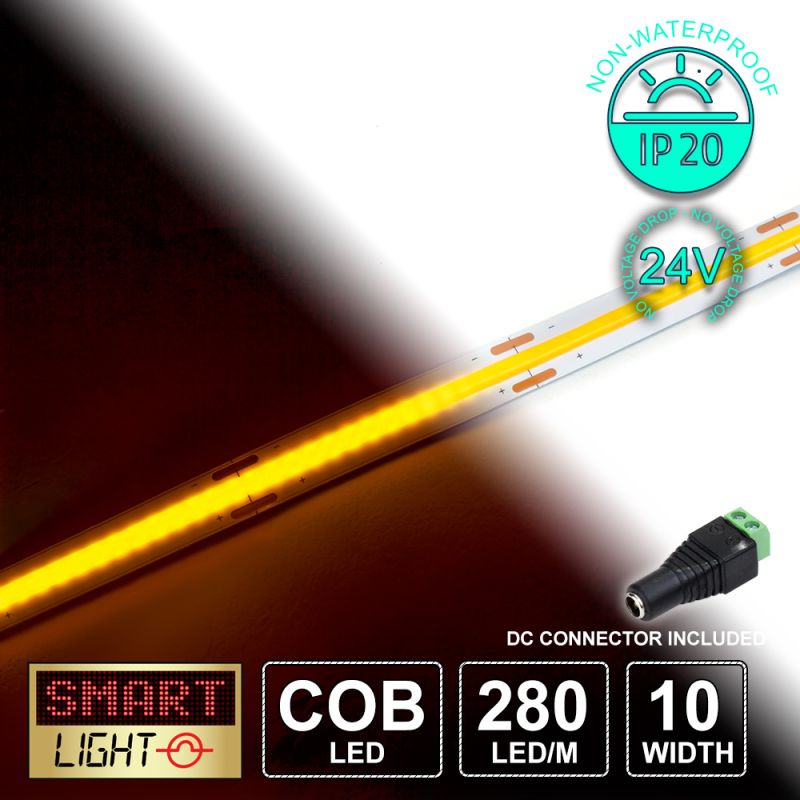 24V Yellow Economy COB LED Strip (280 LED/m)