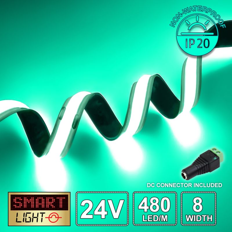 24V Premium Marrs Green COB LED Strip (480 LED / 10w / 11-1800mcd per meter)