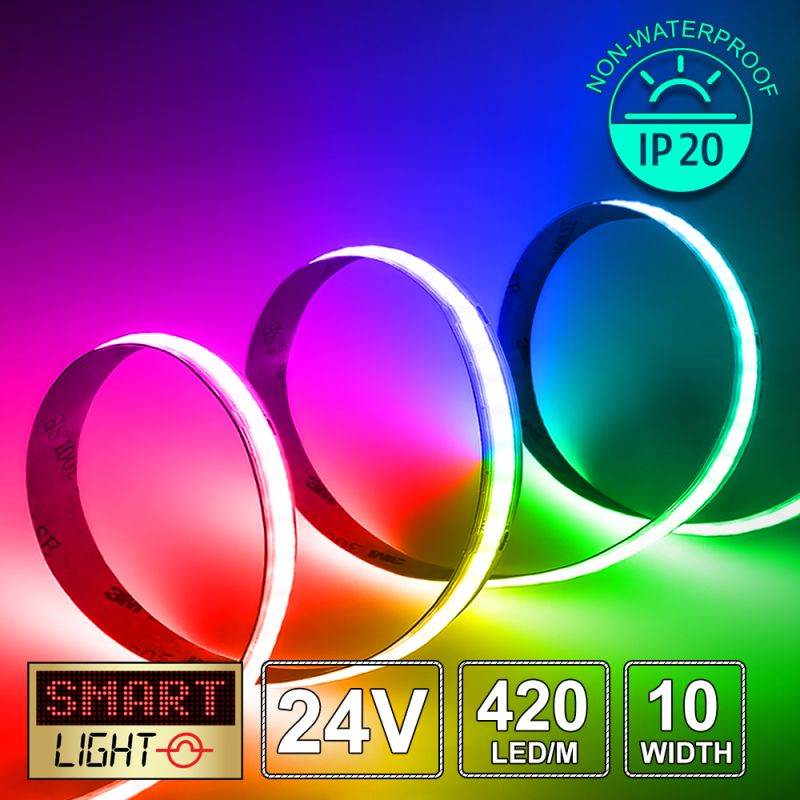 24V Premium RGB COB LED Strip (420 LED / 9w / 11-1600mcd per meter)