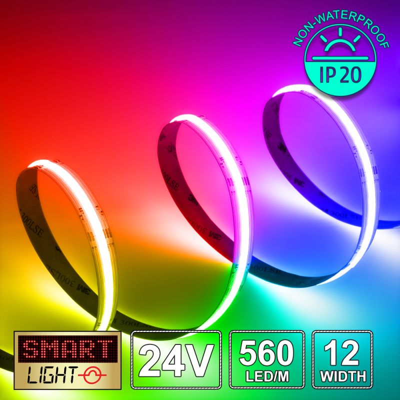 24V Premium RGBW (6000k) COB LED Strip (560 LED / 16.6w / 18-2300mcd per meter)