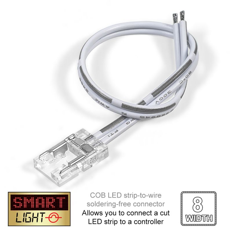 8mm Single Colour/2-pin COB-to-Wire Solderless Connector (0-36V)