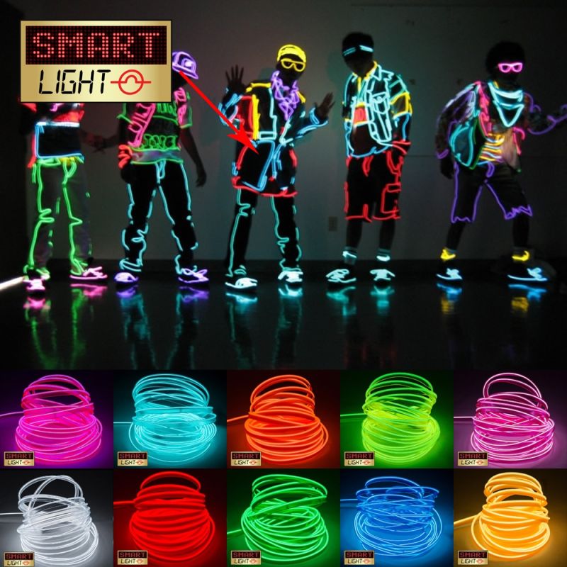 2.3mm EL Wire Neon Glow LED Strip/String/Light Cosplay Halloween Party Costume