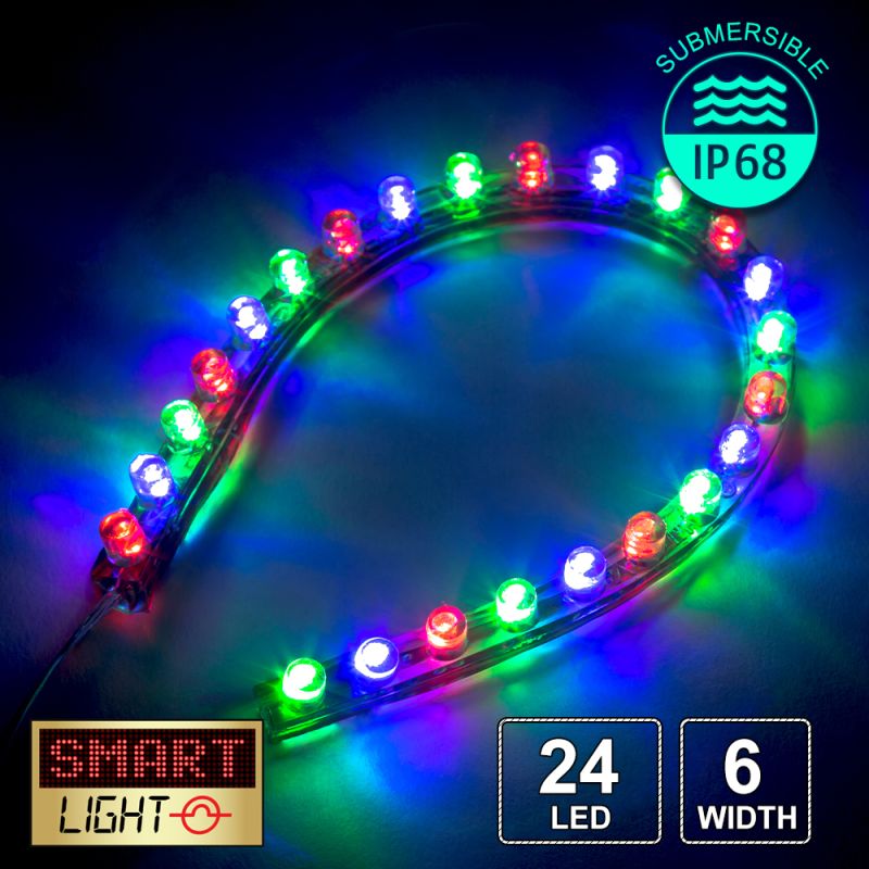 12V/0.24M Flexible Silicon IP68 Submersible Strip 24 LED - RGB