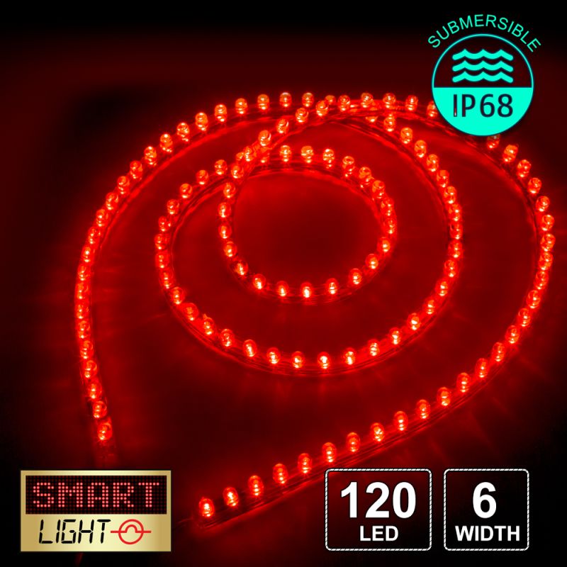 12V/1.2M Flexible Silicon IP68 Submersible Strip 120 LED - RED