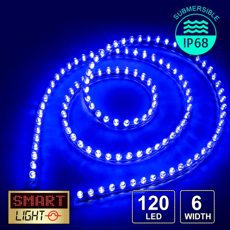 12V/1.2M Flexible Silicon IP68 Submersible Strip 120 LED - BLUE