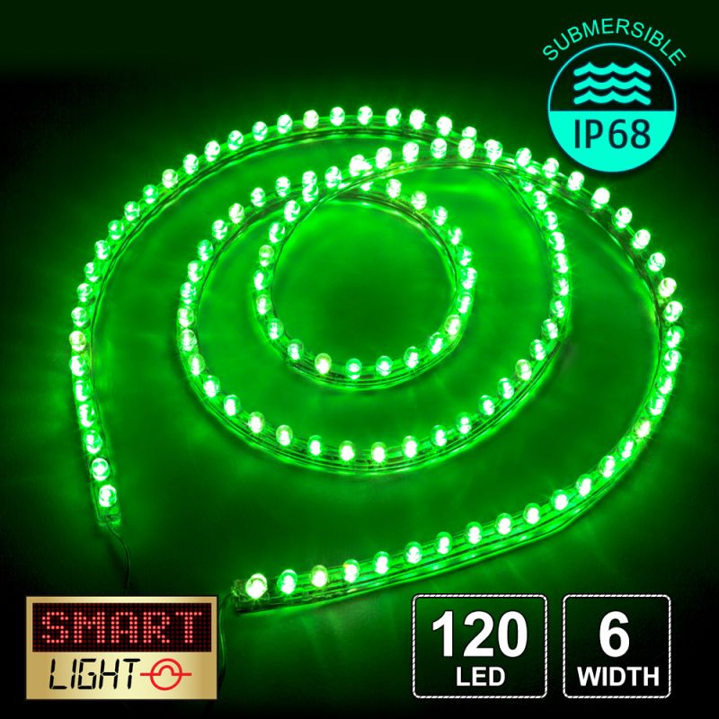 12V/1.2M Flexible Silicon IP68 Submersible Strip 120 LED - GREEN