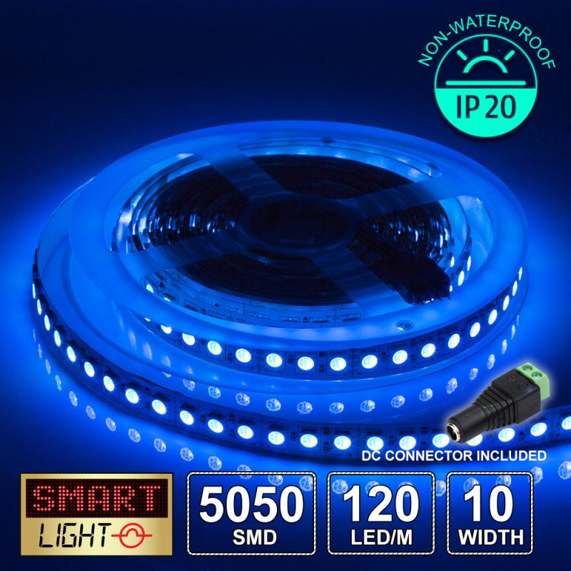 12V/5M SMD 5050 IP20 Non-Waterproof LED Strip 600 LED (120LED/M) - BLUE