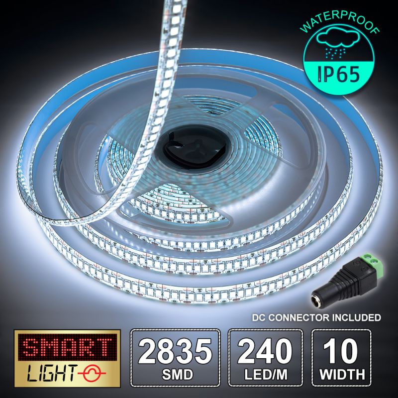 12V/5M SMD 2835 IP65 Waterproof Strip 1200 LED - COOL WHITE