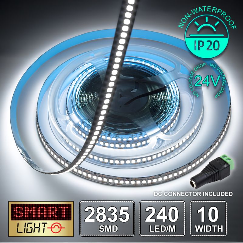 24V/5M SMD 2835 IP20 Non-Waterproof Strip 1200 LED - COOL WHITE