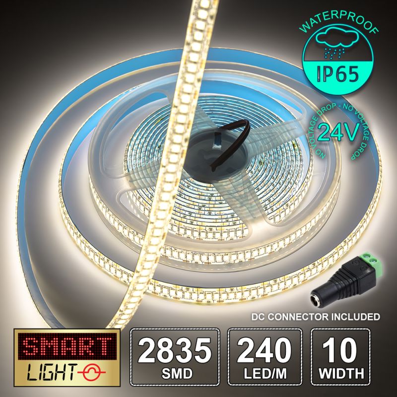 24V/5M SMD 2835 IP65 Waterproof Strip 1200 LED - WARM WHITE