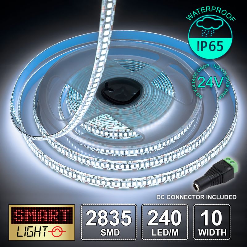 24V/5M SMD 2835 IP65 Waterproof Strip 1200 LED - COOL WHITE