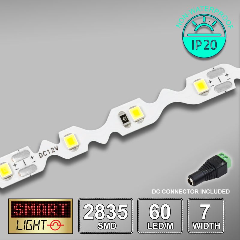 12V/5M S-Shape SMD 2835 IP20 Non-Waterproof Strip 300 LED - WARM WHITE