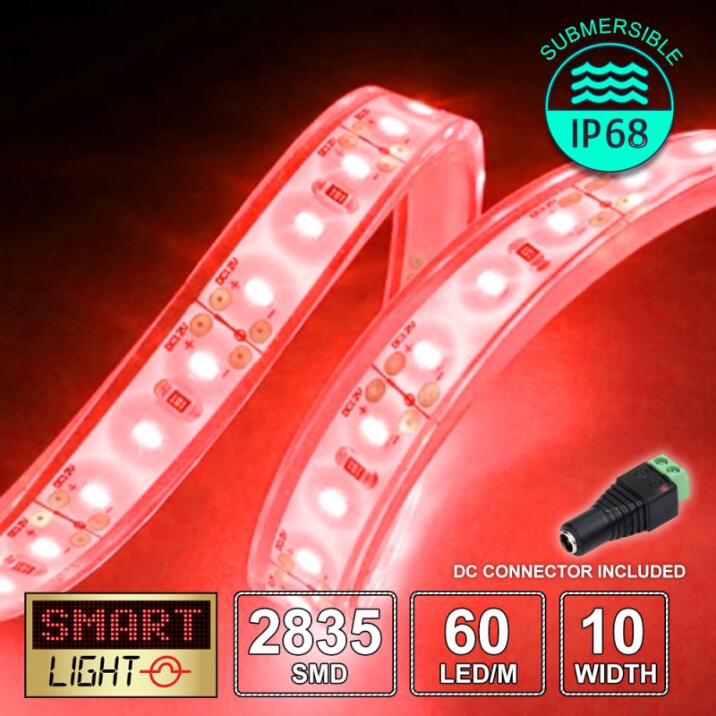 12V/5m SMD 2835 IP68 Submersible Strip 300 LED - RED