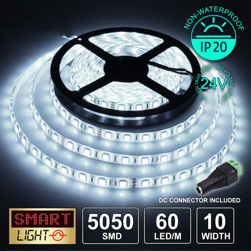 24V/5m SMD 5050 IP20 Non-Waterproof Strip 300 LED - COOL WHITE