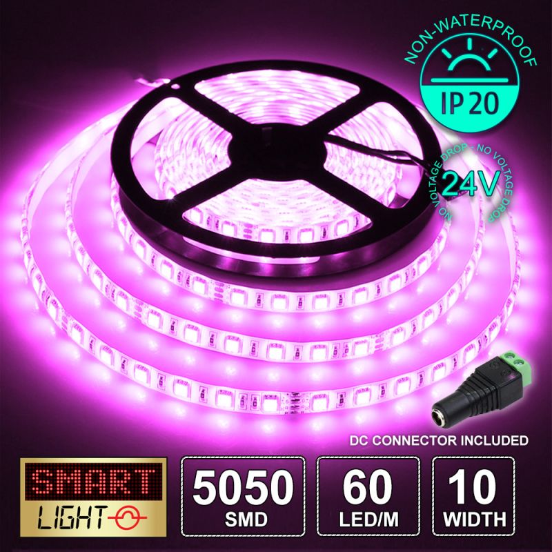 24V/5m SMD 5050 IP20 Non-Waterproof Strip 300 LED - PINK