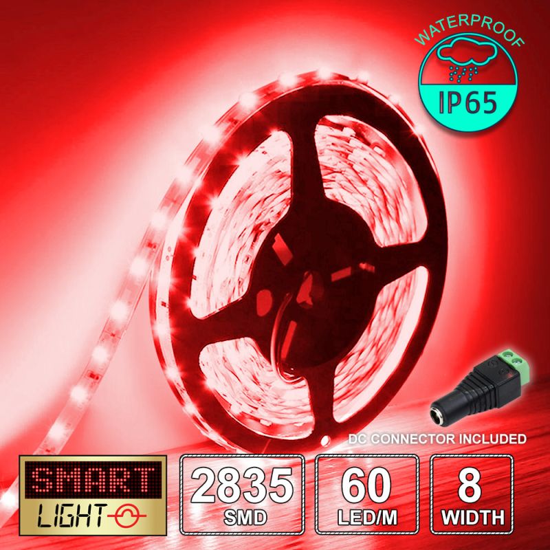 12V/10m SMD 2835 IP65 Waterproof Strip 600 LED - RED